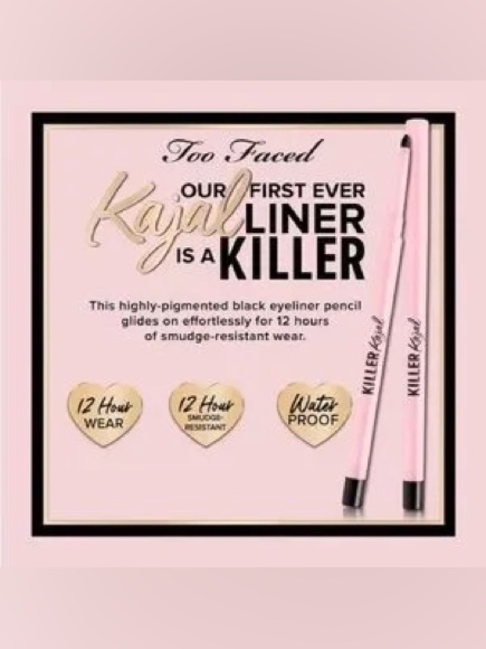 Too Faced Killer Eyeliner Duo - Kajal & 36 Hr Gel Waterproof Liner - Black, NEW - Picture 12 of 12